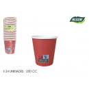 set of 24 red cardboard cups 200ccm cotton