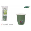 set of 24 green cardboard cups 200ccm cotton