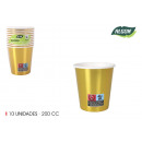 set of 10 gold cardboard cups 200ccm cotton