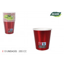 set of 10 glossy red cardboard cups 200ccm cotton