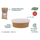 set of 5 kraft containers cardboard lid 500 algon