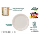 set of 10 plate round white cardboard 22cm