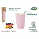 set of 20 baby pink cardboard cups 220ccm algon