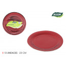 set of 10 plate round red cardboard 23cm something