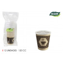 set of 12 cardboard coffee cups with lid 120ccm