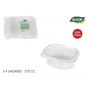 set of 4 oval containers. hinged lid 375 cotton