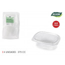 set of 4 container ov. hinged lid pp 375 cotton