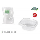 set of 3 container ov. hinged lid pp 500 cotton