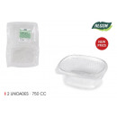 set of 2 container ov. hinged lid pp 750 cotton