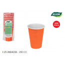 set of 25 two-tone orange-bl 250 cotton cups