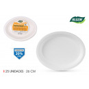 set of 25 plate biodegradable oval 26cm cane