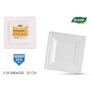 set of 25 plate biodegradable square 20cm