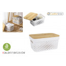 multi-use plastic storage box with bamboo lid conf