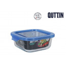 square lunch box with blue lid 14x14cm quttin