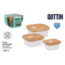 set of 3 quadratic lunch boxes with bamboo lid