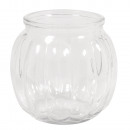Großhandel Blumentöpfe & Vasen: Glas Vase, bauchig mit Rillen,