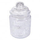 Glass jar with glass lid diamonds, 8cm ø,