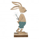 wooden rabbit with flower, colourful,