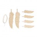 Wooden pendant feather, FSC Mix Credit, natural, 6