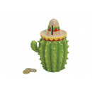 Salvadanaio Cactus con cappello in ceramica, B13 x