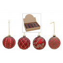 wholesale Decoration: Christmas ball glitter made of red glass, gold 4-f
