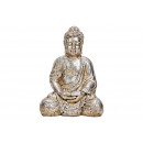 Buddha in poly silver (B / H / D) 27x41x23cm