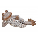 Leżąca żaba wykonana z poli szarego (szer./wys./gł