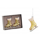 wholesale Sports and Fitness Equipment: Christmas hanger set ice skates 7x9x4cm made of gl