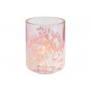 Lanterna in vetro rosa/rosa (L/A/P) 8x10x8cm