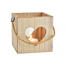 Decorazione cuore lanterna in legno/vetro naturale