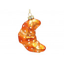 wholesale Decoration: Christmas hanger croissant made of glass brown (W/