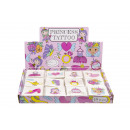 wholesale Toys: Set of 12 tattoo, princess, window box, 4x4cm