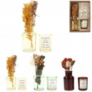 scented candle with dried flowers, 3- times assort