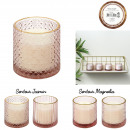 scented candle pink glass h7cm, 4-fold ass