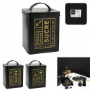 coffee and sugar storage box black mat, 2-f