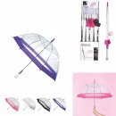 80cm hosszú átlátszó kupolás esernyő, 4-szeres vál