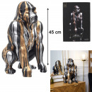 statue gorille noir coulure dore argente h45cm