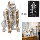 statue gorille blanc coulure dore argente h45cm