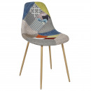 patchwork chair with wood-effect metal legs