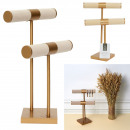 double beige jewelry holder with golden foot