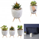 artificial plant cement pot on stand, 3-fold ace