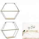 Hexagonal wooden metal shelf 46x10x40cm