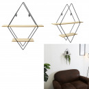 Wooden shelf metal rhombus 40x10x46cm