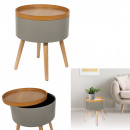 side table with grey round chest