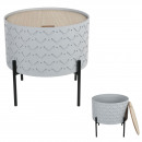 Wooden side table with grey pattern