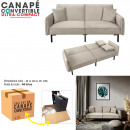 canape convertible velours 2 coussins taupe