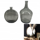 set of 2 grey glass vases
