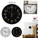 silent studio clock d25cm, 2- times assorted