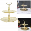 decorative gold metal tray 2 levels