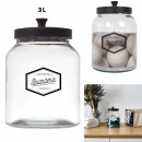 glass laundry jar with black metal lid 3l